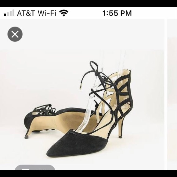 Marc Fisher Black Suade Heels 8M - Picture 2 of 6